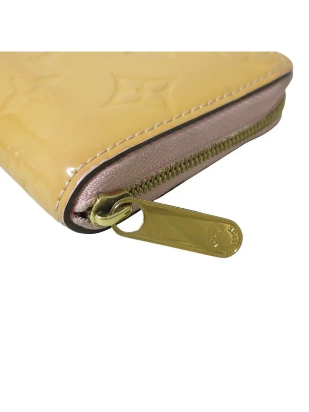 Louis Vuitton Monogram Vernis Zippy Coin Purse Wallet Beige